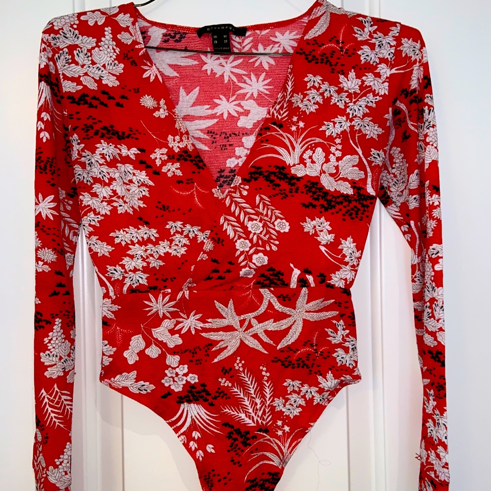 Red Patterned Bodysuit